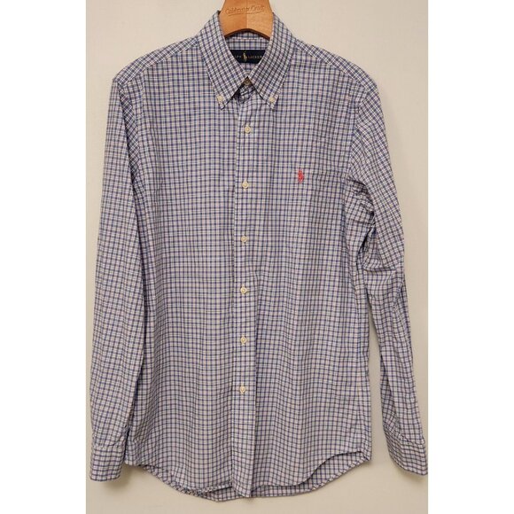 Ralph Lauren Button Up Shirt White Blue Black Red Green Check Mens Small EUC - Picture 2 of 13